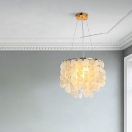 Modern White Shell Ceiling Light Fixture Pendant Light Chandelier