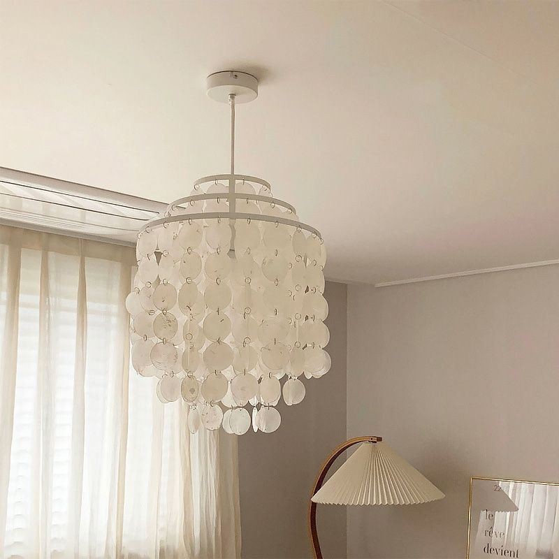 Modern Classic Pendant Light White Shell Shade Lamp