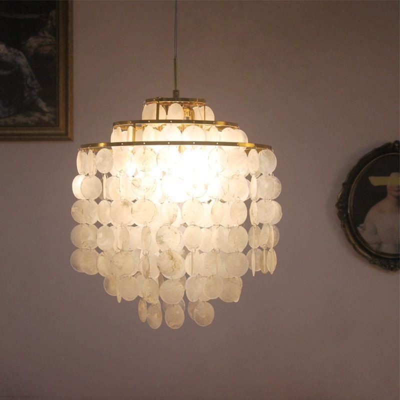 Modern Classic Pendant Light White Shell Shade Lamp