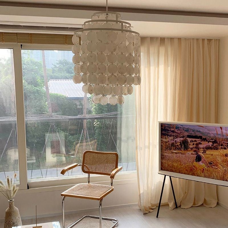 Modern Classic Pendant Light White Shell Shade Lamp