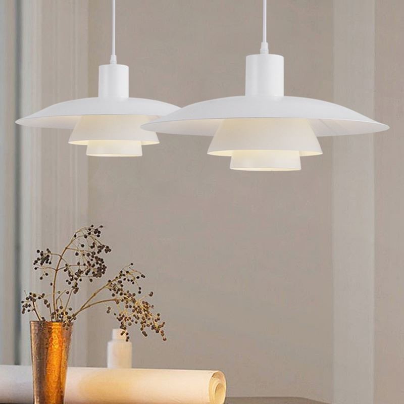 White Aluminum Pendant Lighting Contemporary Chandelier Adjustable Hanging Light Fixture