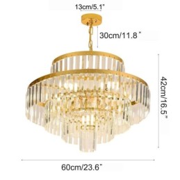 Gold Crystal Pendant Light 4 Tiers Ceiling Lighting 7 Lights