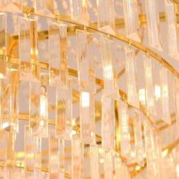 Gold Crystal Pendant Light 4 Tiers Ceiling Lighting 7 Lights