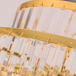 Gold Crystal Pendant Light 5 Tiers Ceiling Lighting 7 Lights