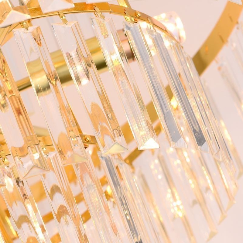 Gold Crystal Pendant Light 5 Tiers Ceiling Lighting 7 Lights