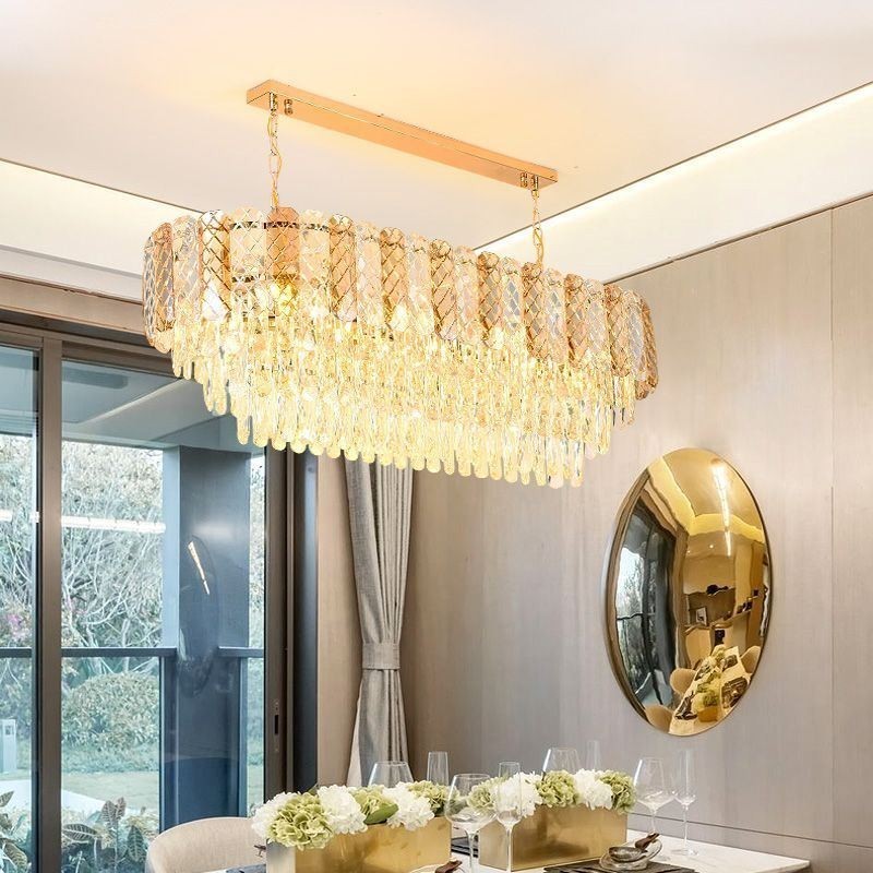 Modern Crystal Pendant Light Luxury Oval Hanging Light