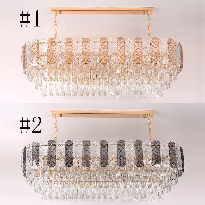 Modern Crystal Pendant Light Luxury Oval Hanging Light