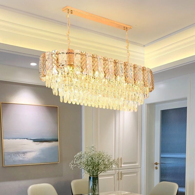 Modern Crystal Pendant Light Luxury Oval Hanging Light