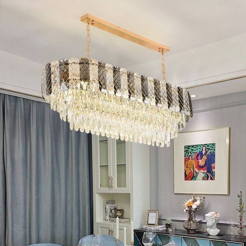Modern Crystal Pendant Light Luxury Oval Hanging Light