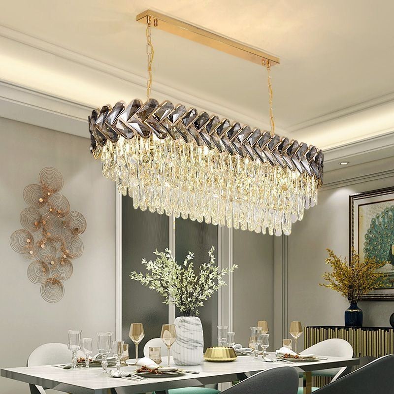 European Crystal Pendant Light Luxury Oval Ceiling Light