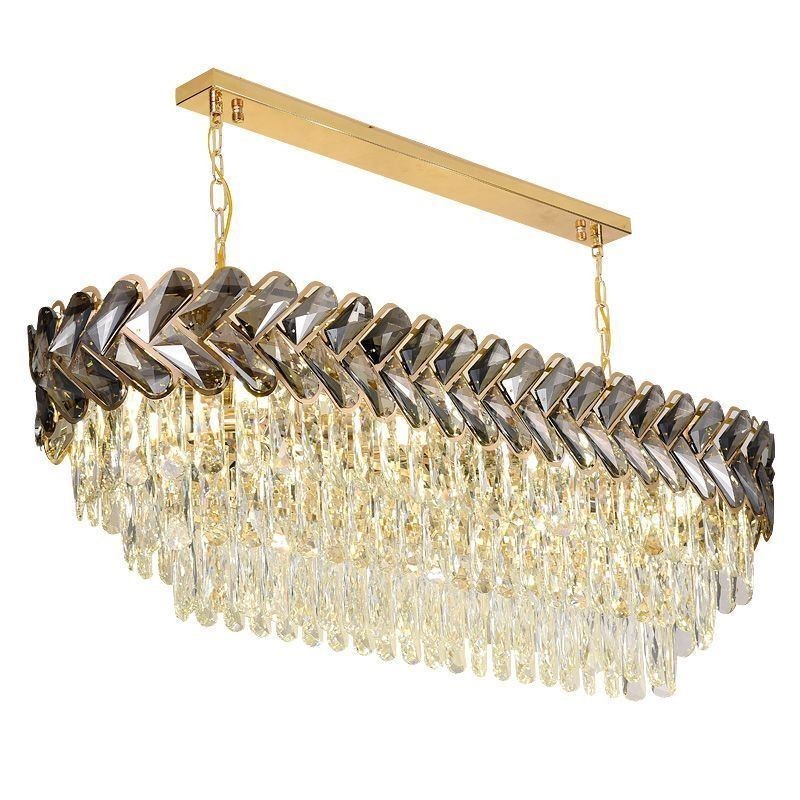 European Crystal Pendant Light Luxury Oval Ceiling Light