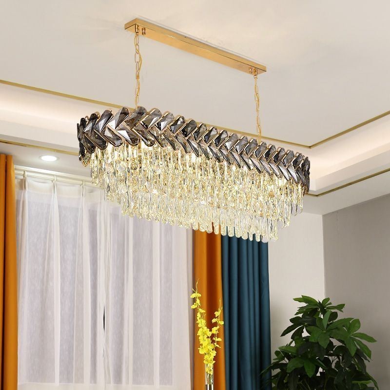 European Crystal Pendant Light Luxury Oval Ceiling Light