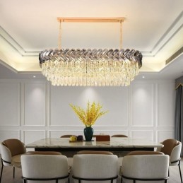 European Crystal Pendant Light Luxury Oval Ceiling Light