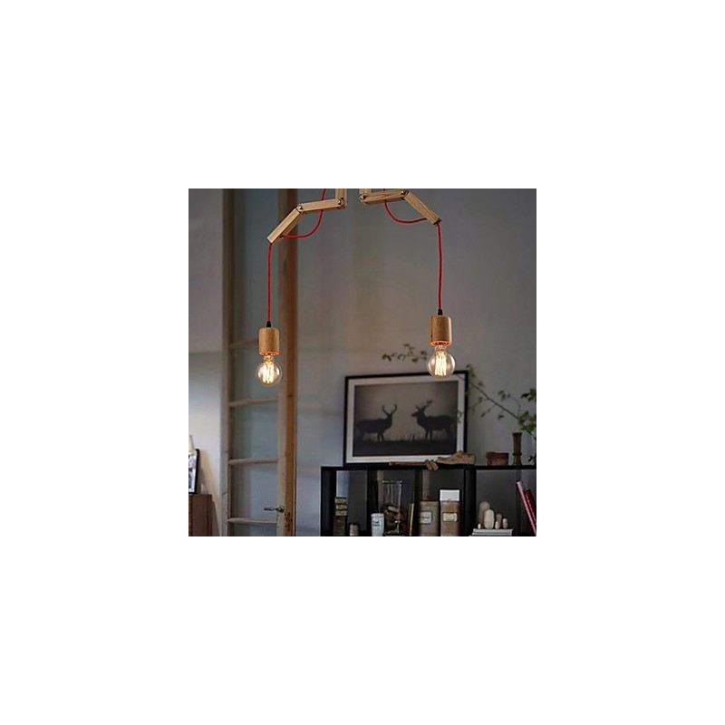 Chandelier Mini Style Modern Contemporary Wood Bamboo