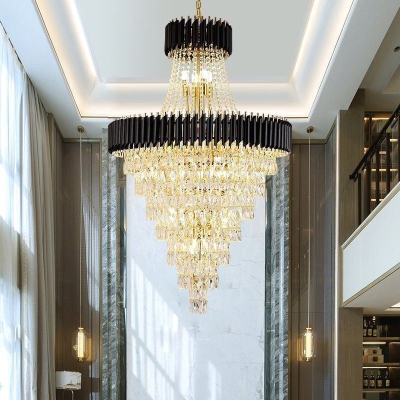 Modern Crystal Pendant Light Conical Ceiling Lamp