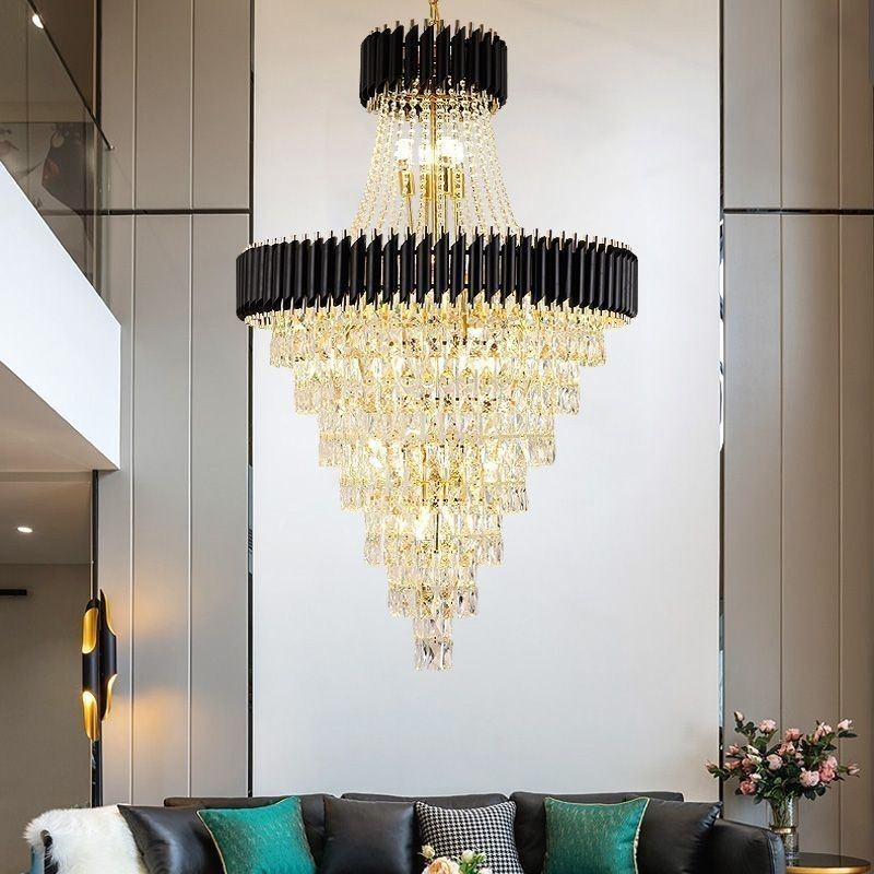 Modern Crystal Pendant Light Conical Ceiling Lamp