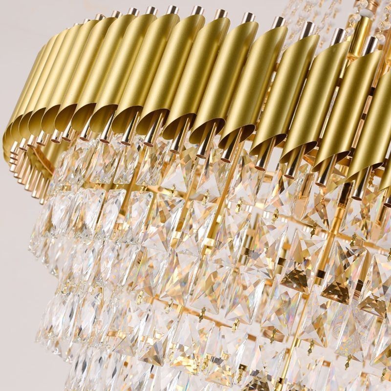 Modern Crystal Pendant Light Conical Ceiling Lamp