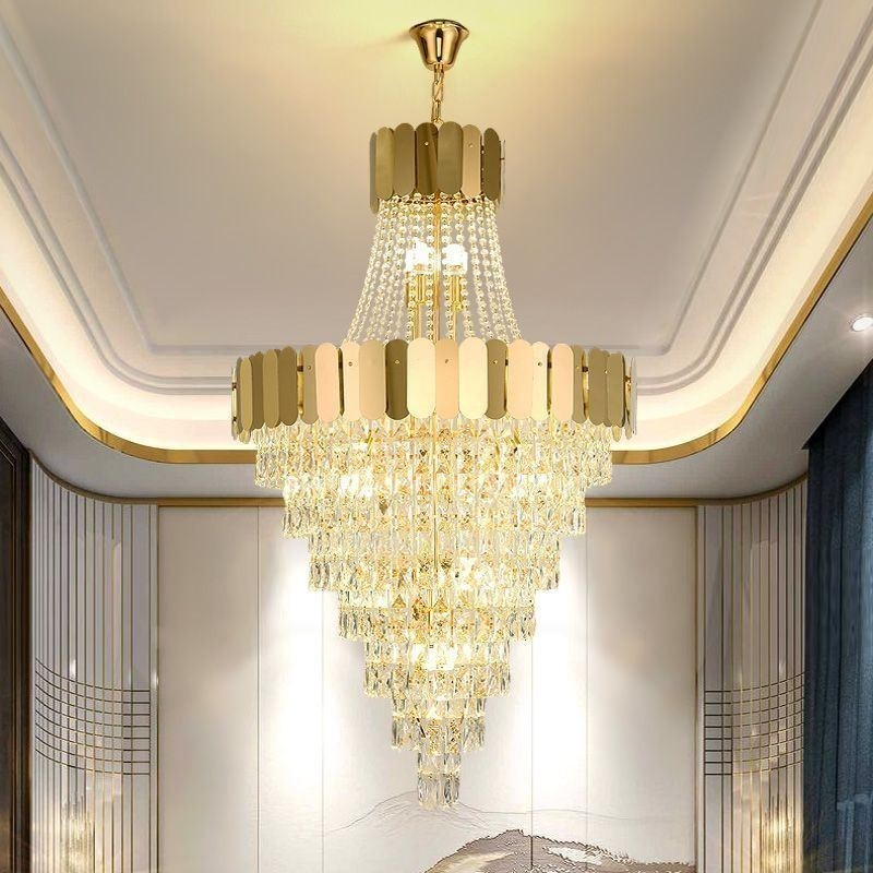 European Crystal Pendant Light Conical Hanging Lamp