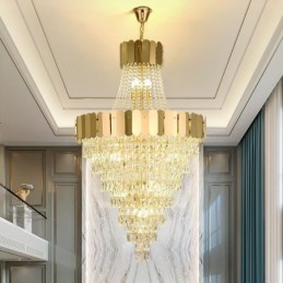 European Crystal Pendant Light Conical Hanging Lamp