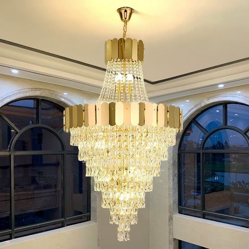 European Crystal Pendant Light Conical Hanging Lamp