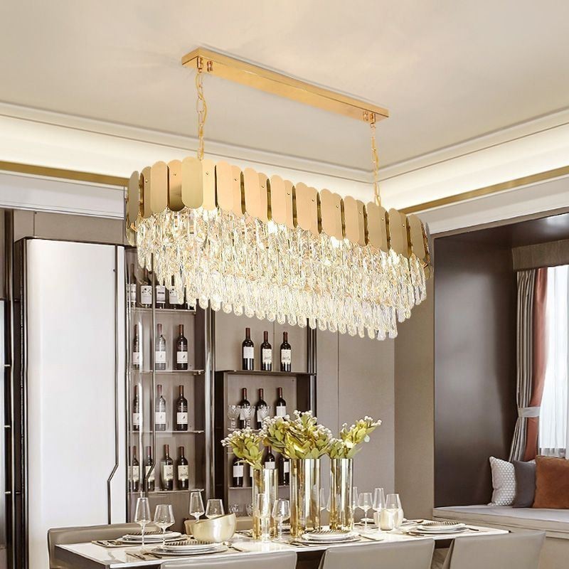 Crystal Pendant Light Luxury Oval Ceiling Light