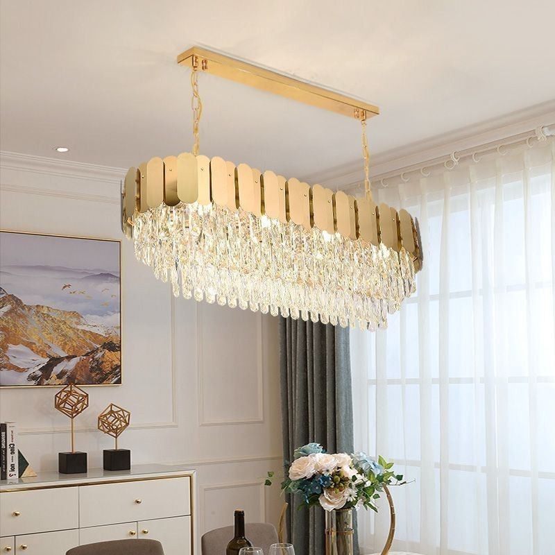 Crystal Pendant Light Luxury Oval Ceiling Light