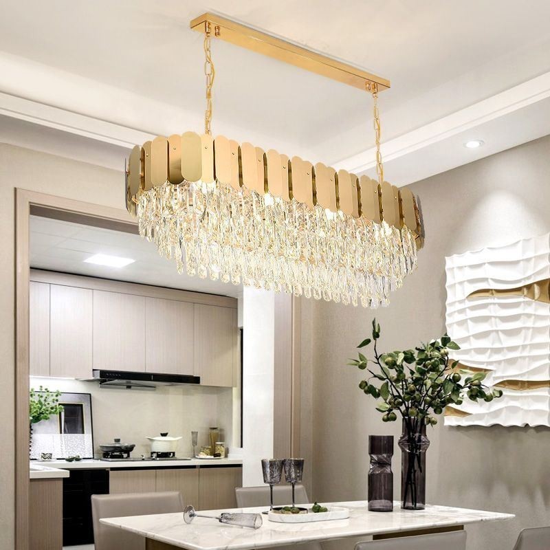 Crystal Pendant Light Luxury Oval Ceiling Light