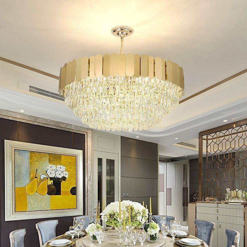 Modern Pendant light Crystal Round Hanging Ceiling Light