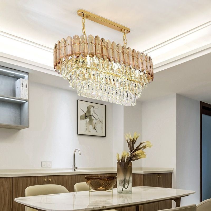 Modern Crystal Pendant Light Luxury Oval Ceiling Light