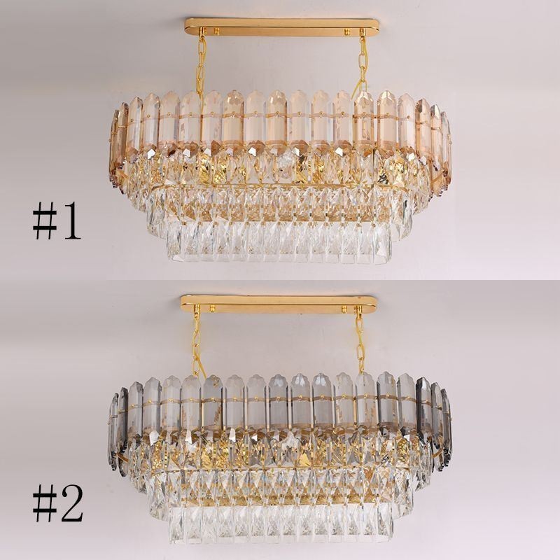 Modern Crystal Pendant Light Luxury Oval Ceiling Light