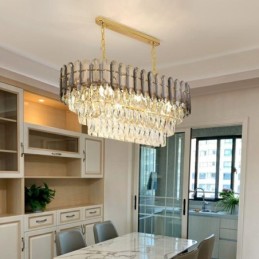 Modern Crystal Pendant Light Luxury Oval Ceiling Light