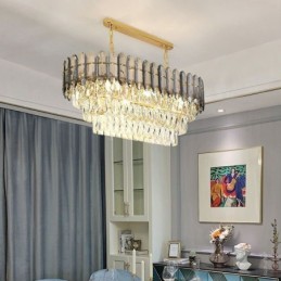 Modern Crystal Pendant Light Luxury Oval Ceiling Light