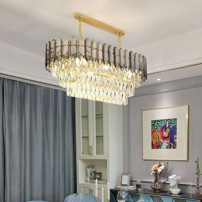 Modern Crystal Pendant Light Luxury Oval Ceiling Light