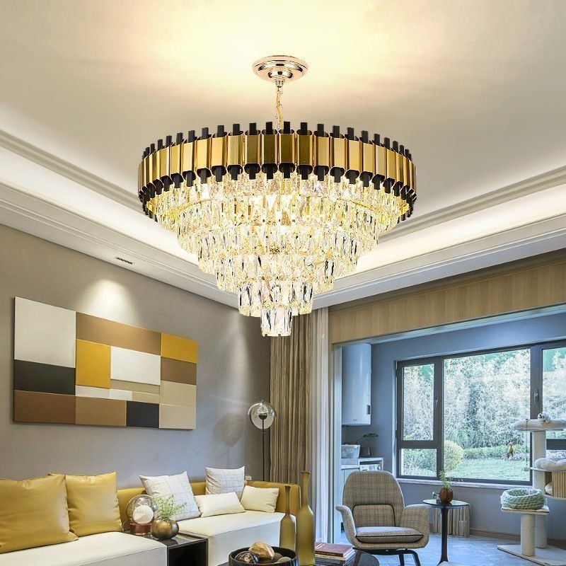 Luxury Crystal Pendant Light Round Ceiling Lighting