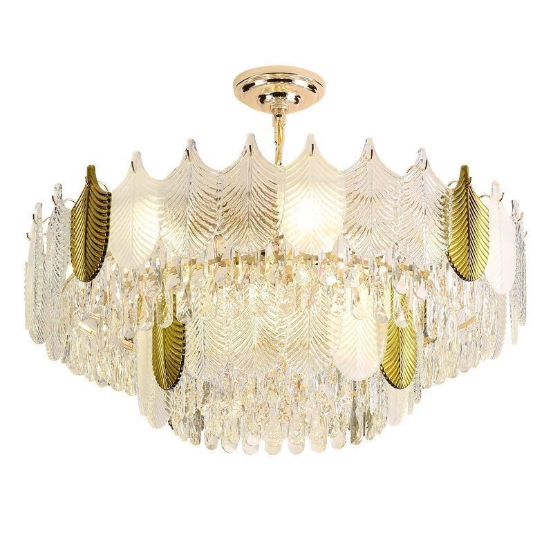 Luxurious Leaf Pendant Light Crystal Ceiling Light Fixture