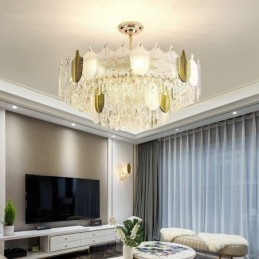 Luxurious Leaf Pendant Light Crystal Ceiling Light Fixture