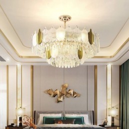 Luxurious Leaf Pendant Light Crystal Ceiling Light Fixture