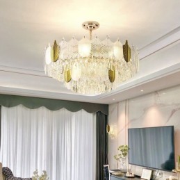 Luxurious Leaf Pendant Light Crystal Ceiling Light Fixture