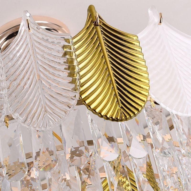 Luxurious Leaf Pendant Light Crystal Ceiling Light Fixture