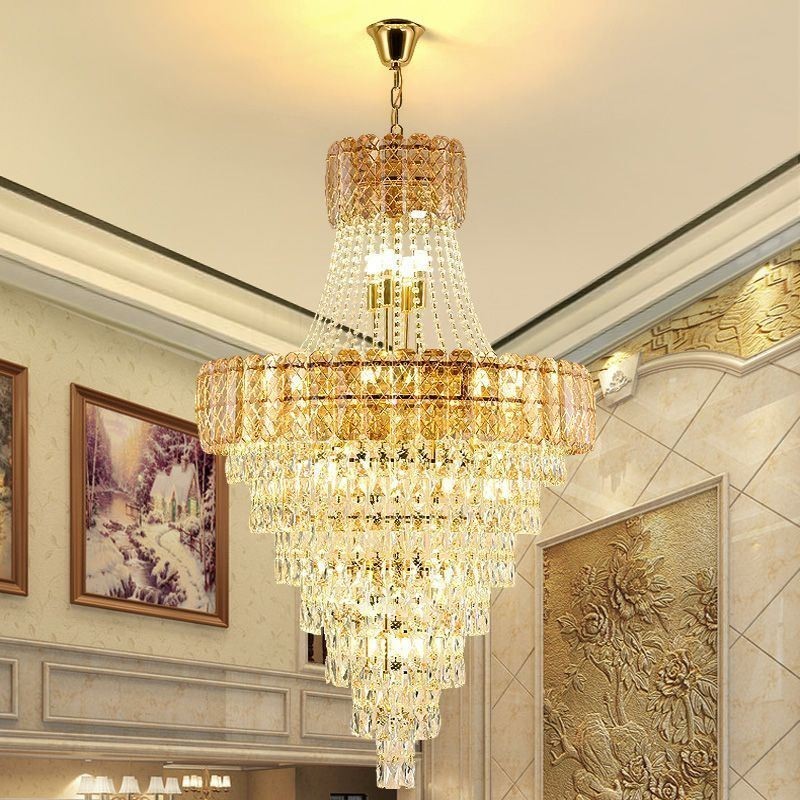 Modern Elegant Crystal Pendant Light Conical Ceiling Light