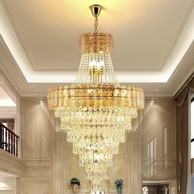 Modern Elegant Crystal Pendant Light Conical Ceiling Light