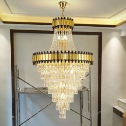 Luxurious Gold Pendant Light Crystal Ceiling Light Fixture