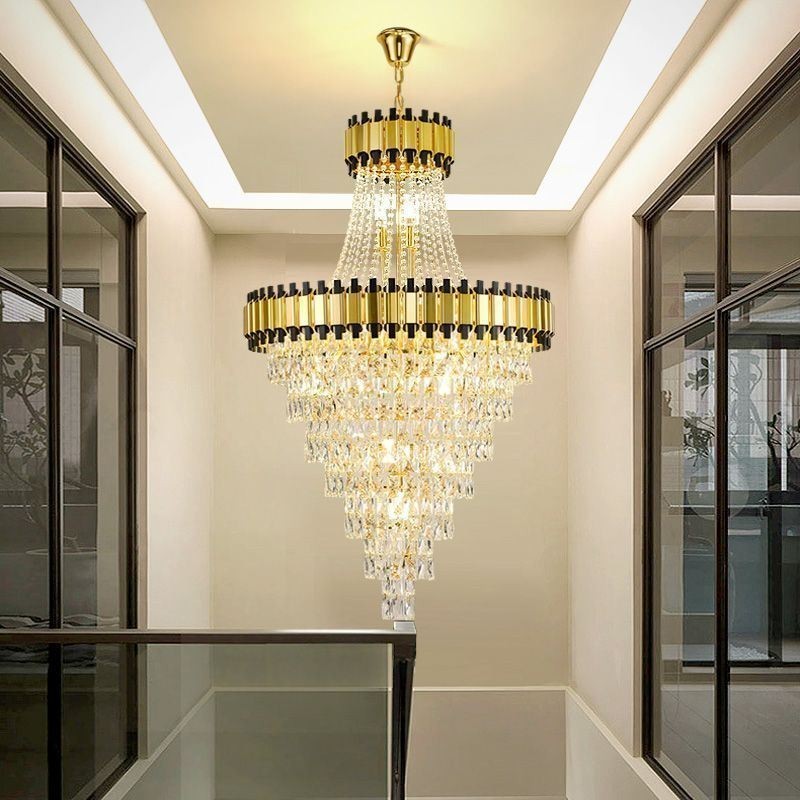 Luxurious Gold Pendant Light Crystal Ceiling Light Fixture