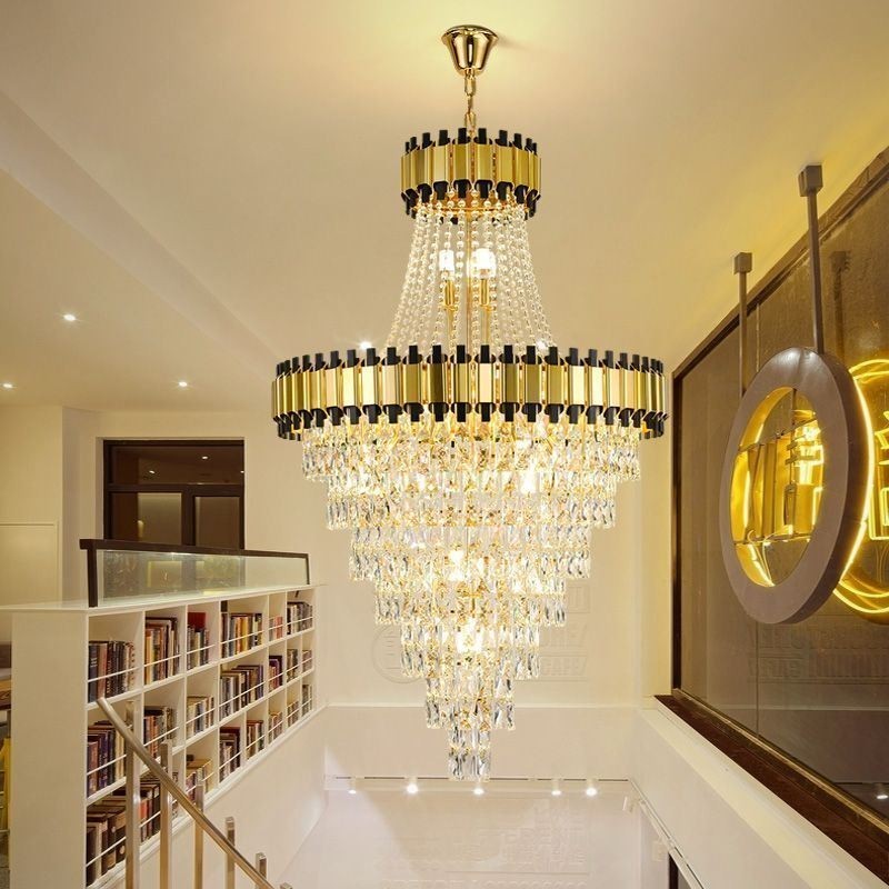 Luxurious Gold Pendant Light Crystal Ceiling Light Fixture