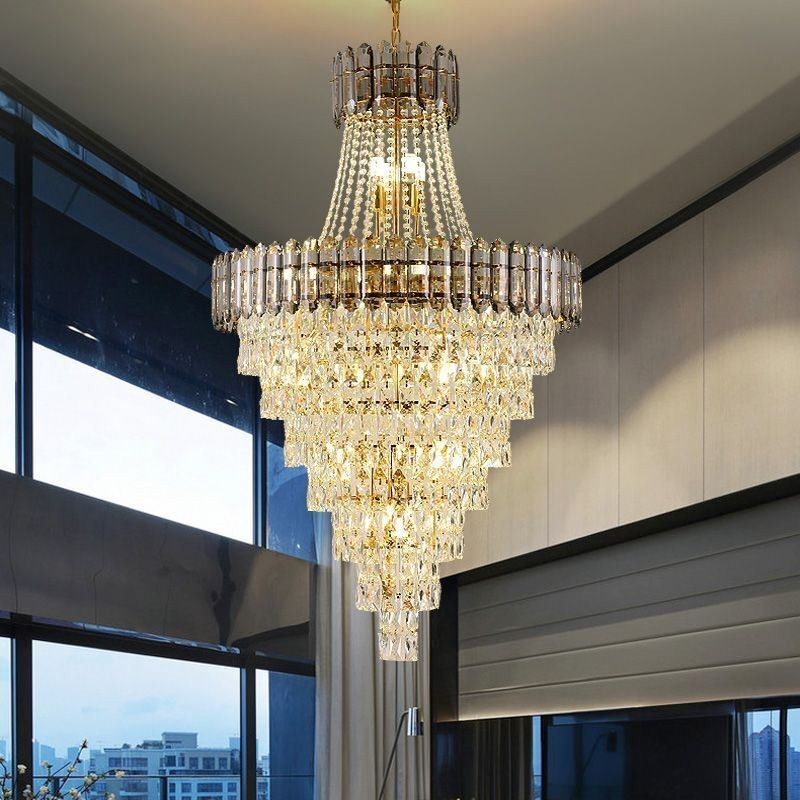 Conical Crystal Pendant Light Elegant Hanging Light