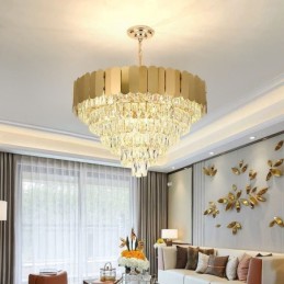 Modern Elegant Crystal Pendant Light Conical Ceiling Lamp