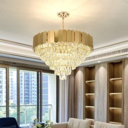 Modern Elegant Crystal Pendant Light Conical Ceiling Lamp