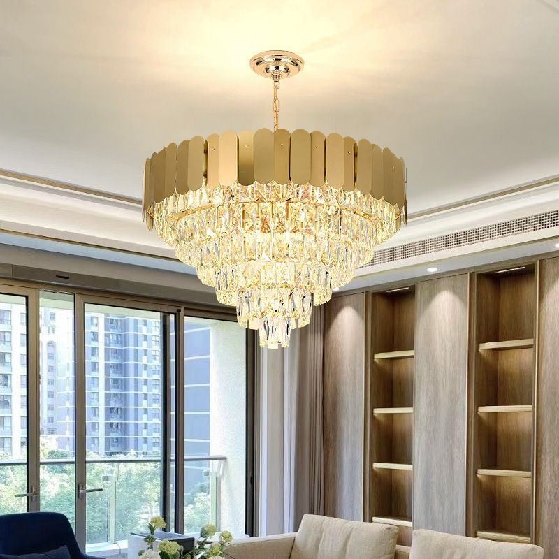Modern Elegant Crystal Pendant Light Conical Ceiling Lamp