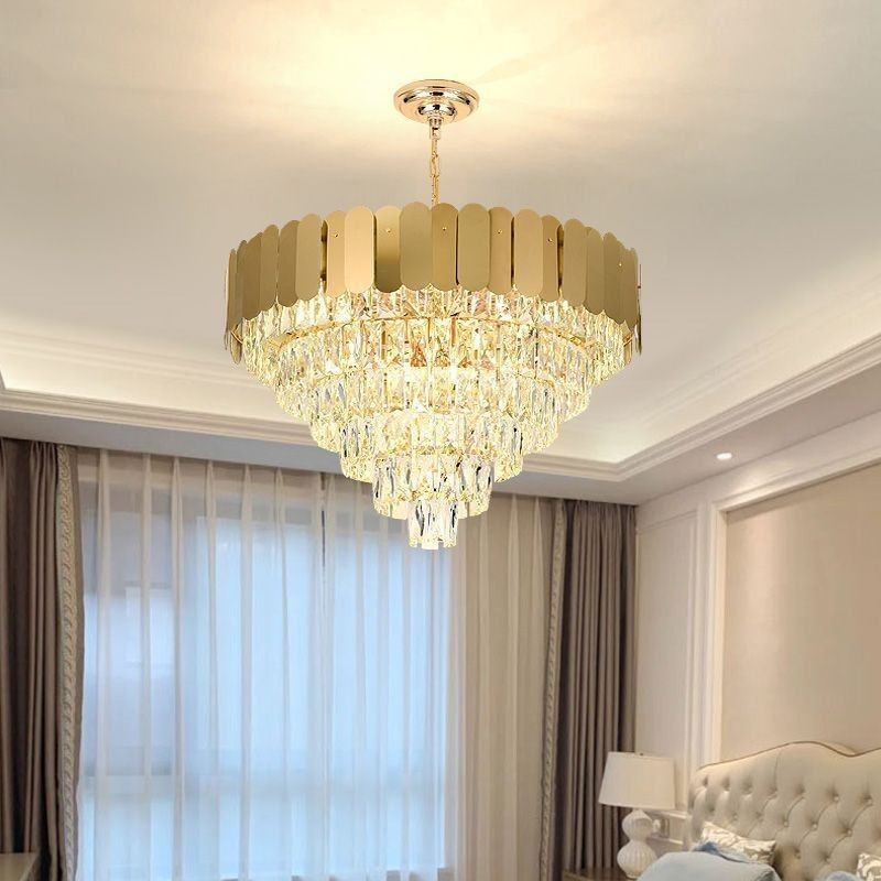 Modern Elegant Crystal Pendant Light Conical Ceiling Lamp