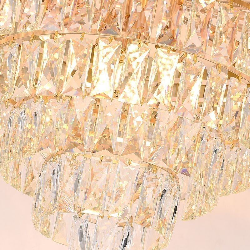 Modern Elegant Crystal Pendant Light Conical Ceiling Lamp